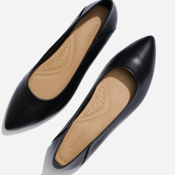 Nisolo Fina Black Leather Pointed Toe Flat Size 11 - Picture 4 of 11